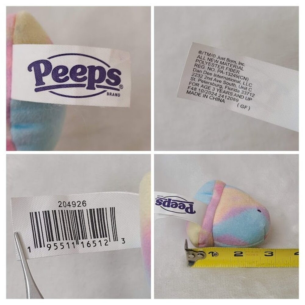 Peeps Rainbow Tie Dye Baby Chick Plush Stuffed Animal 3" - Picture 7 of 7